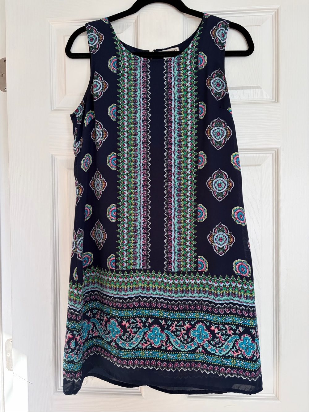 Artisan Ny Navy Multicolor Printed Sleeveless Mini Dress